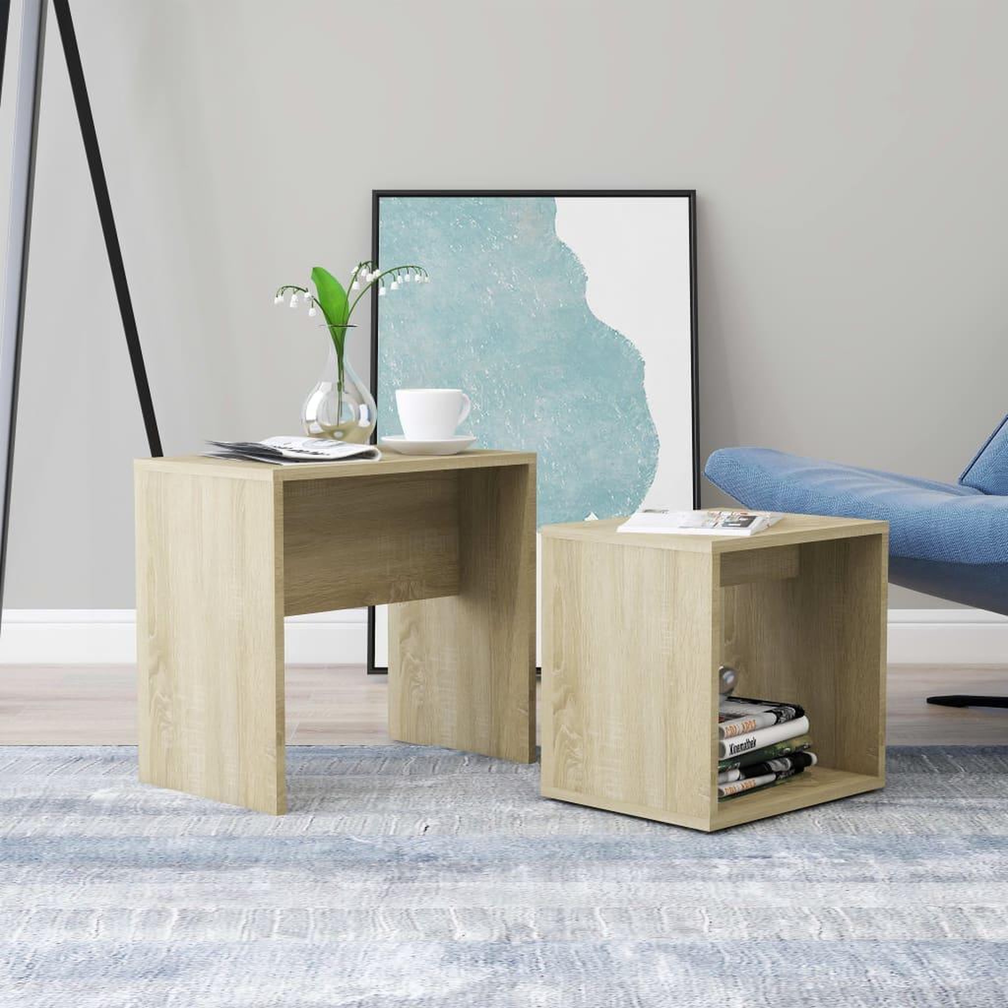VIDAXL Ensemble de table basse Chene sonoma 48x30x45cm Bois ingenierie