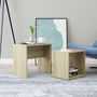Voir la diapositive 1 : VIDAXL Ensemble de table basse Chene sonoma 48x30x45cm Bois ingenierie
