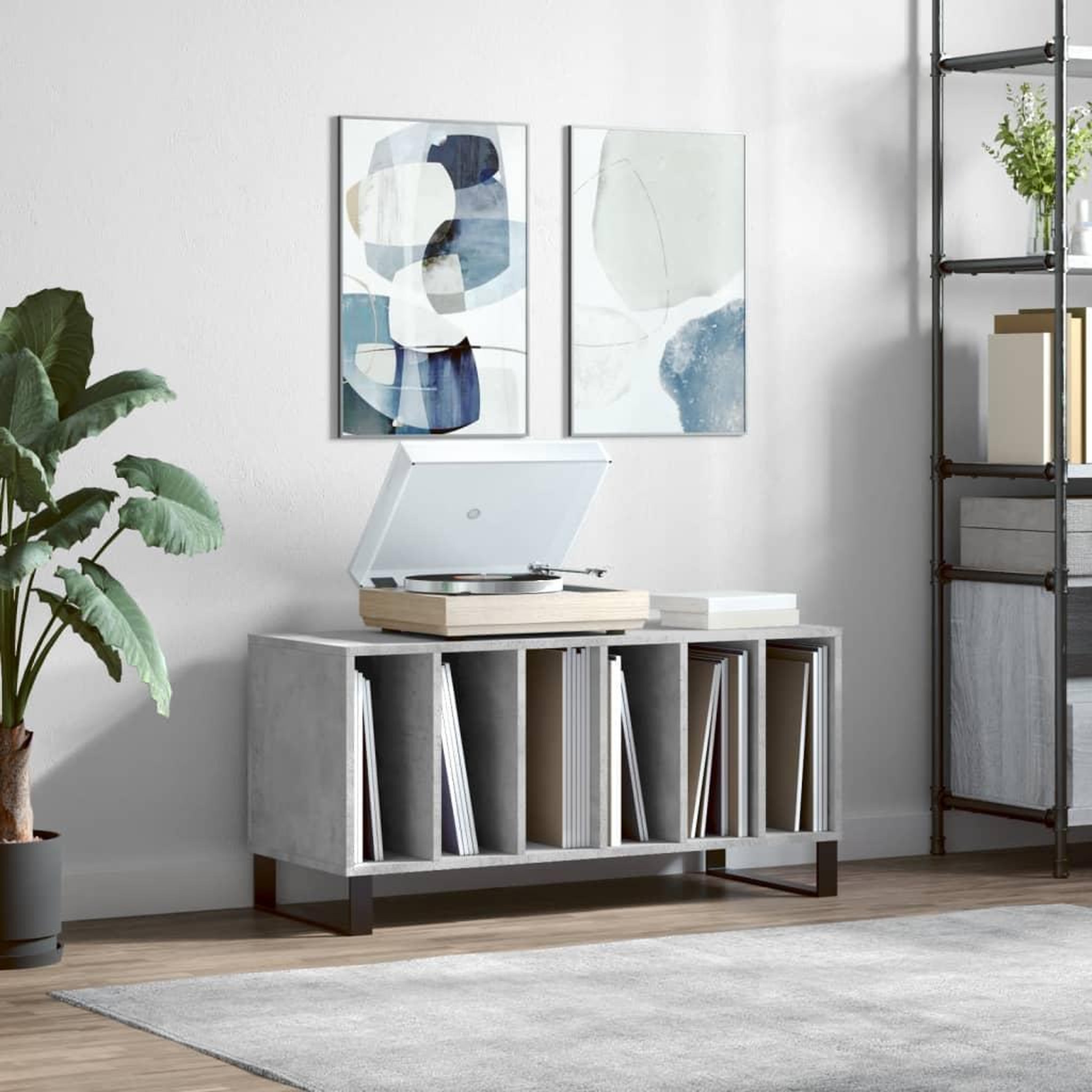 VIDAXL Armoire a disques gris beton 100x38x48 cm bois d'ingenierie