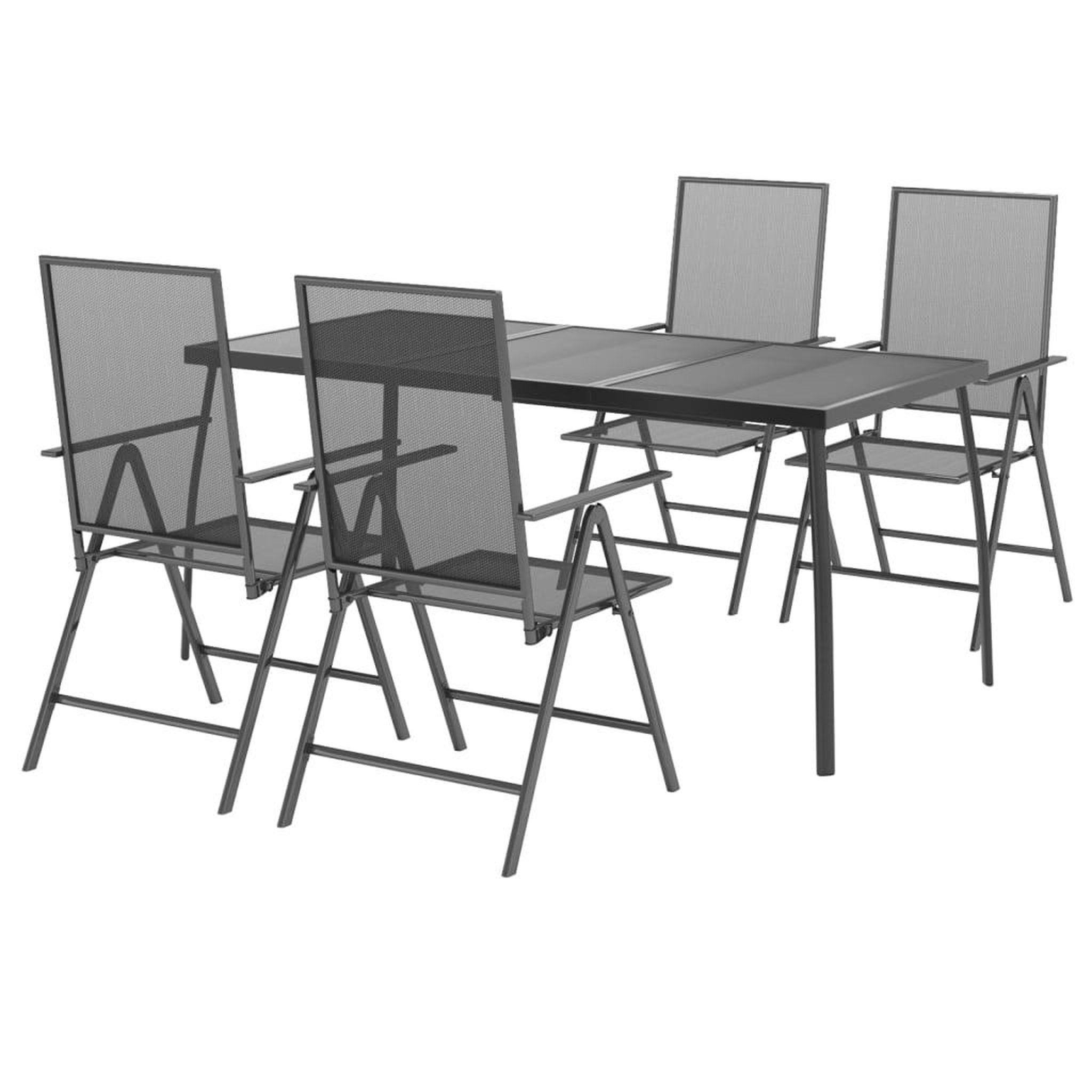 Voir la diapositive 3 : VIDAXL Ensemble a manger de jardin 5 pcs anthracite acier