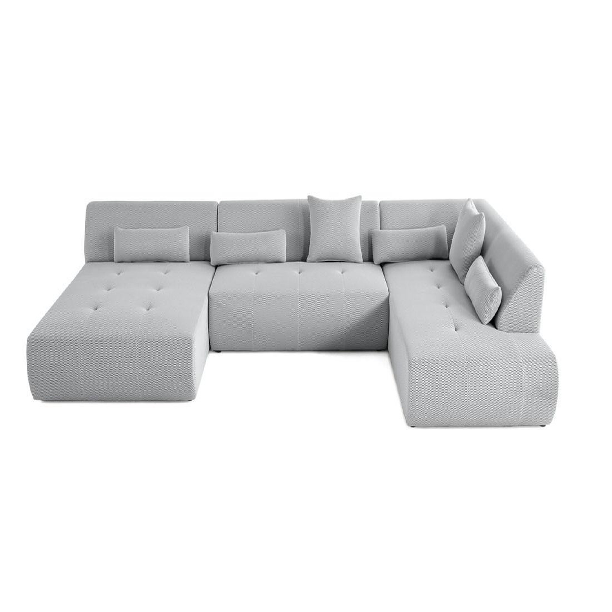 Voir la diapositive 6 : LISA DESIGN Onyx - canapé panoramique d'angle droit - 7 places - en tissu mailles 3d