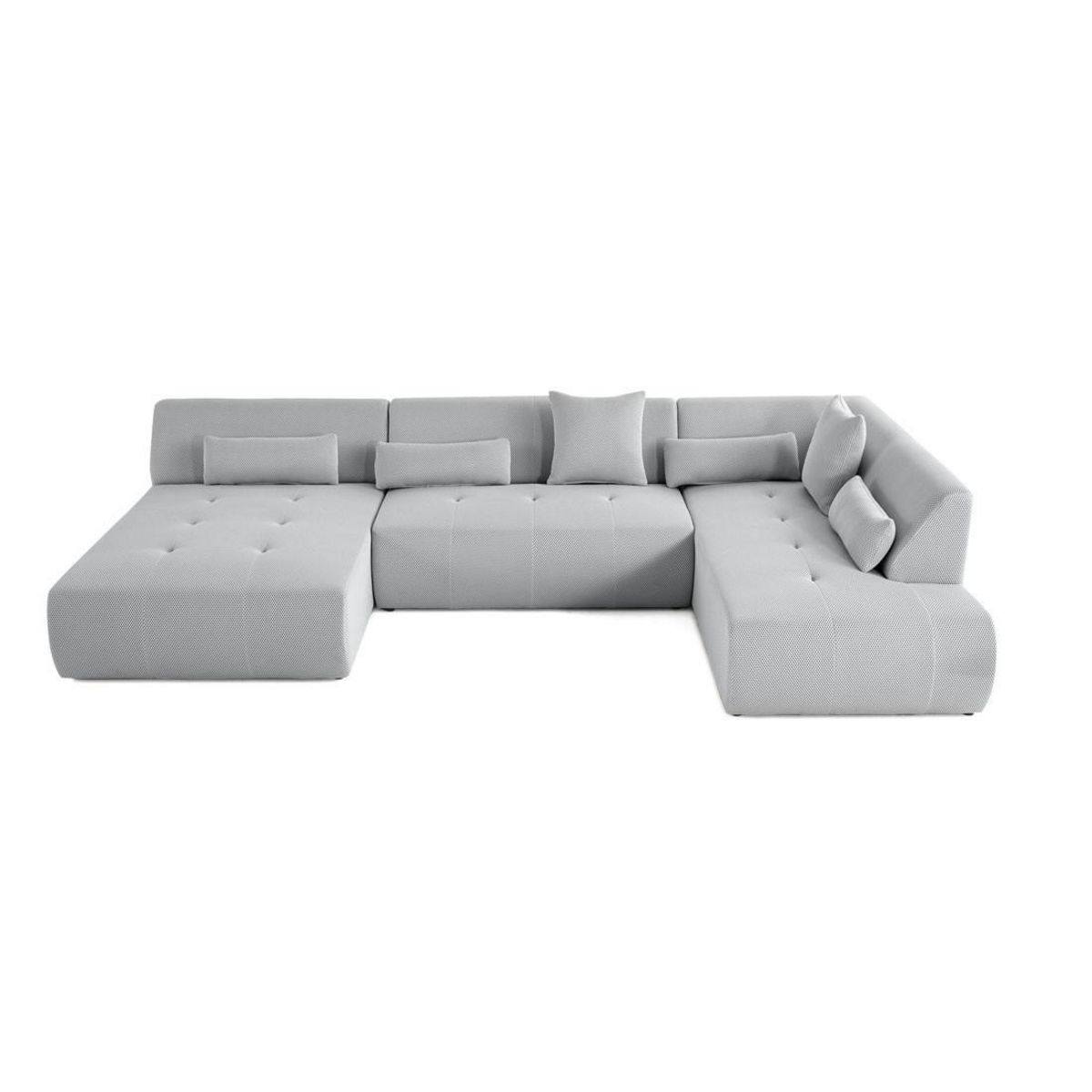 LISA DESIGN Onyx - canapé panoramique d'angle droit - 7 places - en tissu mailles 3d