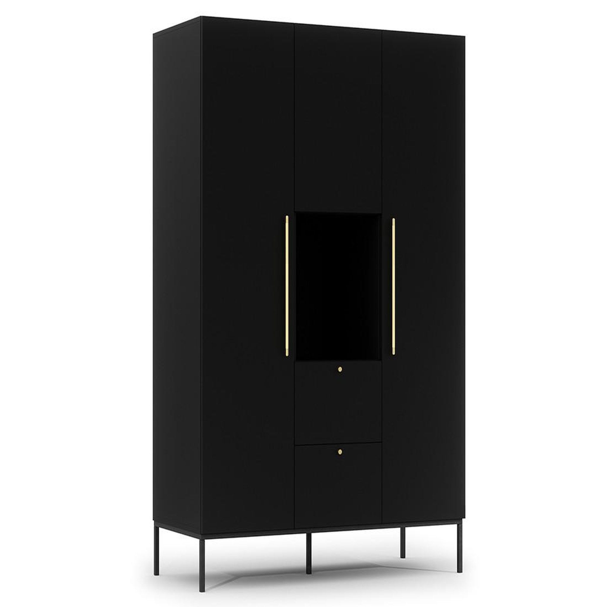 BEST MOBILIER Felicia - armoire - noir - 135x200 cm. Coloris disponibles : Noir