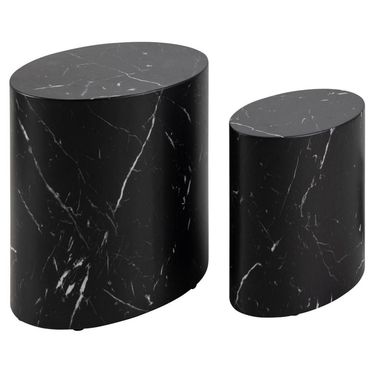 LISA DESIGN Aeryn - lot de 2 tables basses - effet marbre noir - 48 et 40 cm