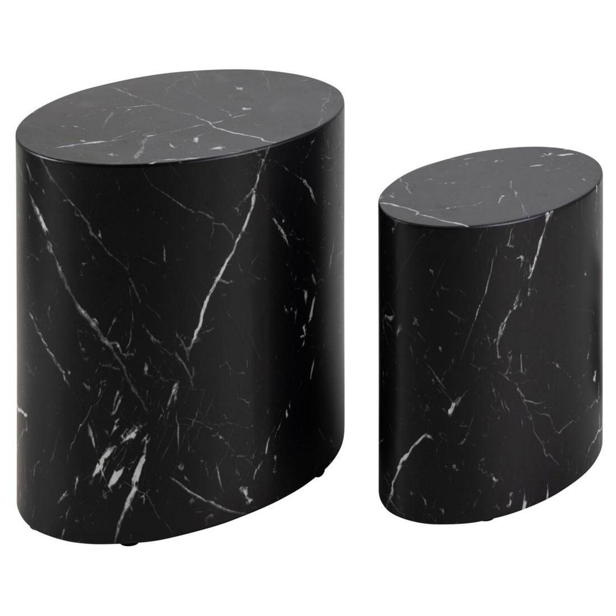 LISA DESIGN Aeryn - lot de 2 tables basses - effet marbre noir - 48 et 40 cm