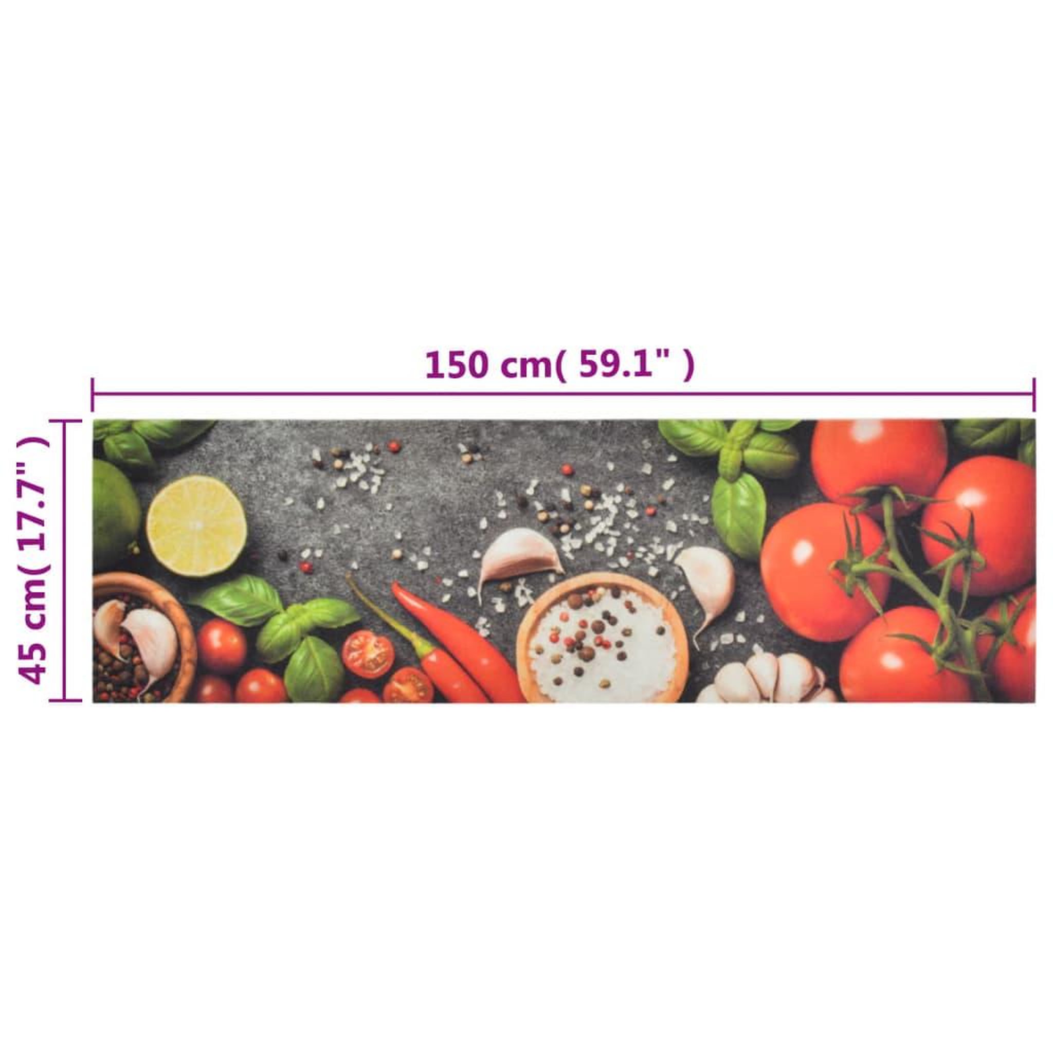 Voir la diapositive 6 : VIDAXL Tapis de cuisine lavable impression legumes 45x150 cm velours