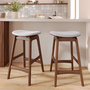 Voir la diapositive 2 : Rendez vous déco Lot de 2 tabourets pour îlot central 65,5 cm en bois et tissu gris-Jude
