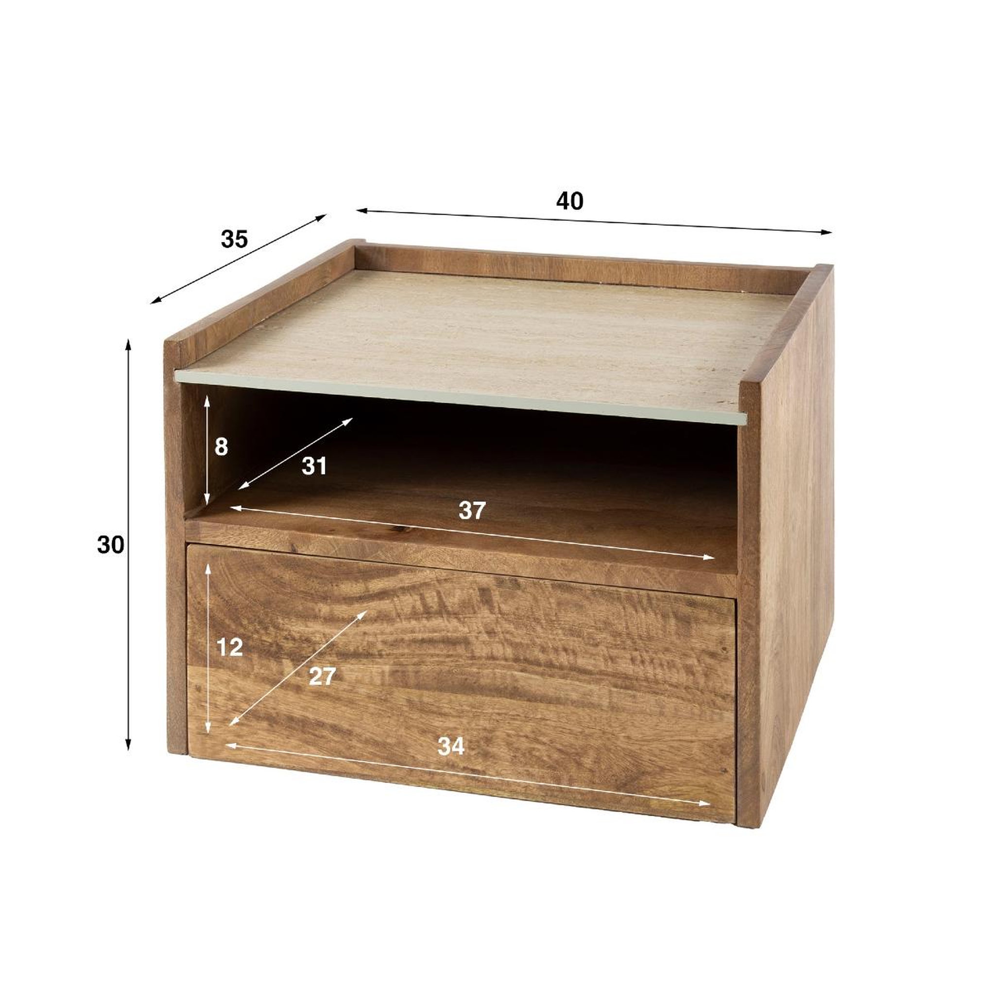 Voir la diapositive 6 : JLC KREATION Table de chevet en bois massif roccia l