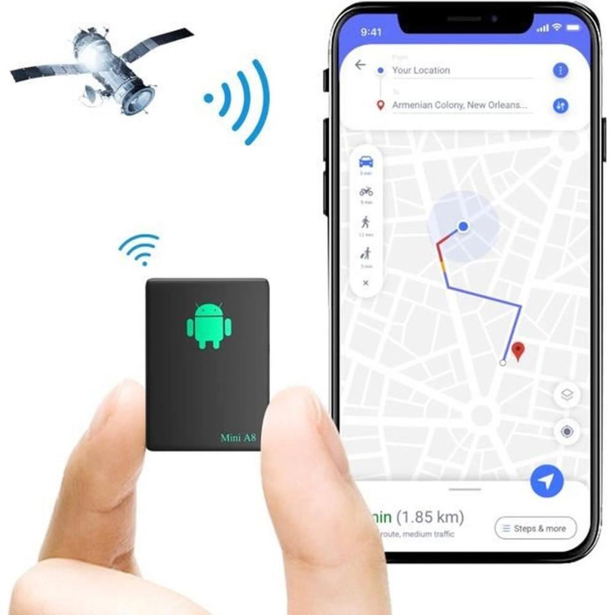 Cellfast Mini A8 tracker GPS anti-vol rechargeable noir avec SOS et géorepérage