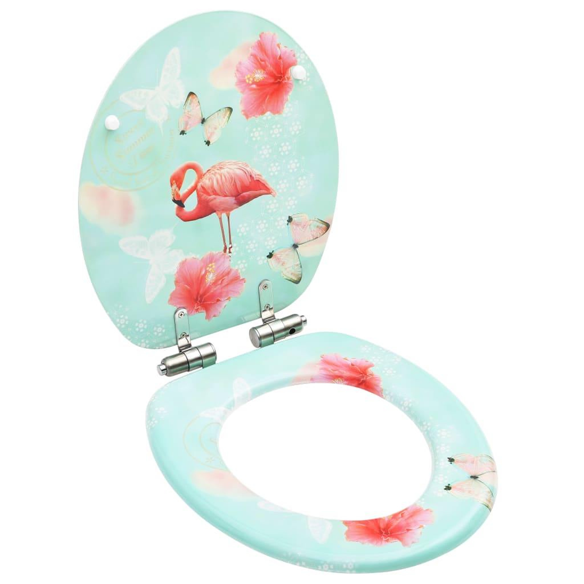 Voir la diapositive 1 : VIDAXL Siege WC Couvercle a fermeture en douceur MDF Flamant rose