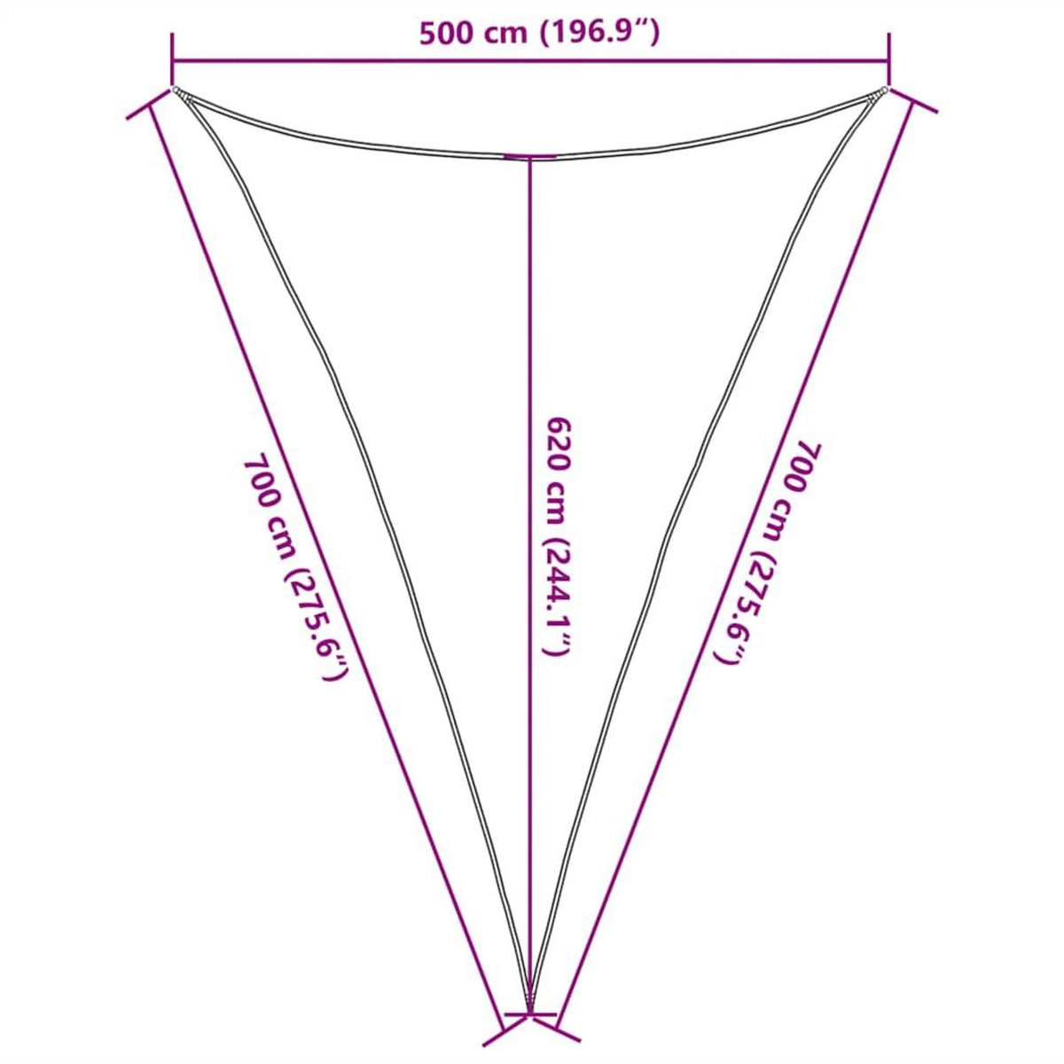 VIDAXL Voile d'ombrage 160 g/m^2 Taupe 5x7x7 m PEHD