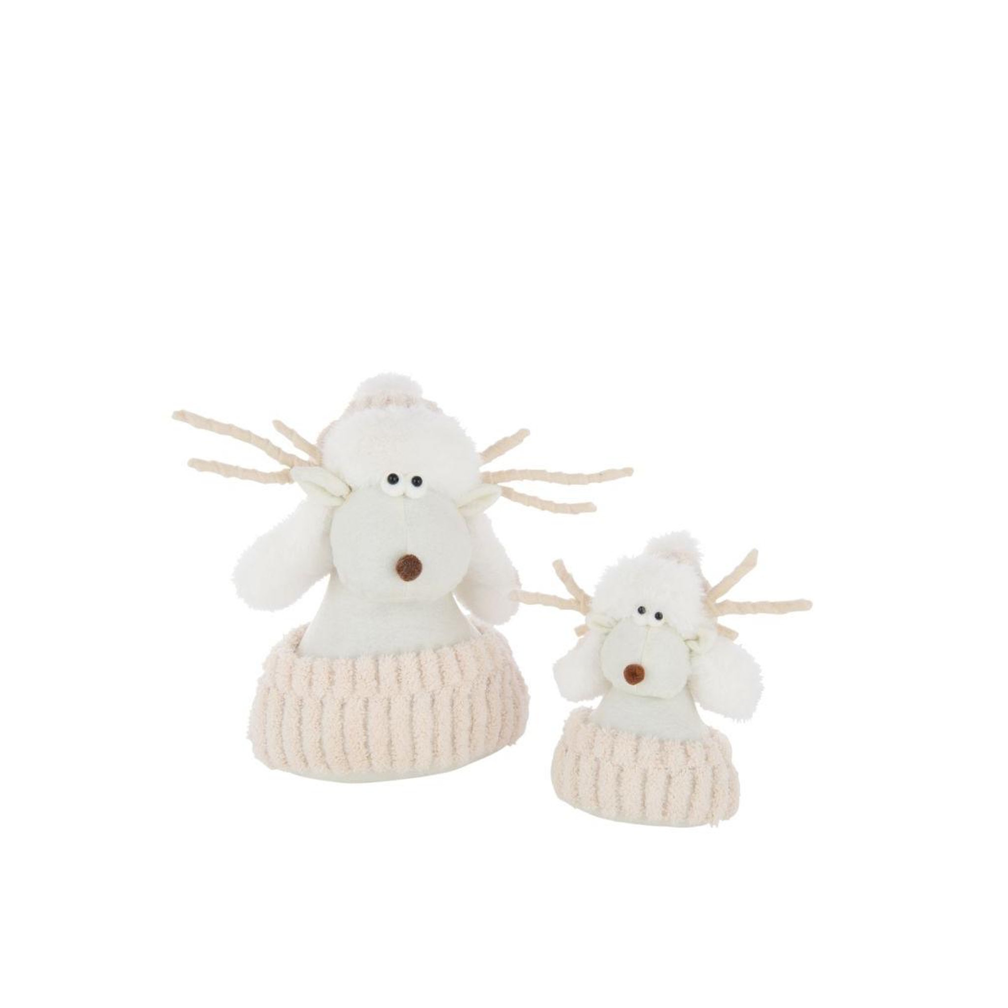 Voir la diapositive 2 : J-LINE Renne déco en tissu  cosy  28cm blanc