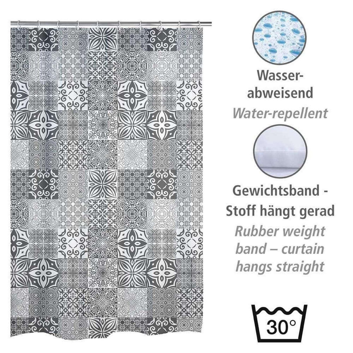 Wenko Rideau de douche à pois