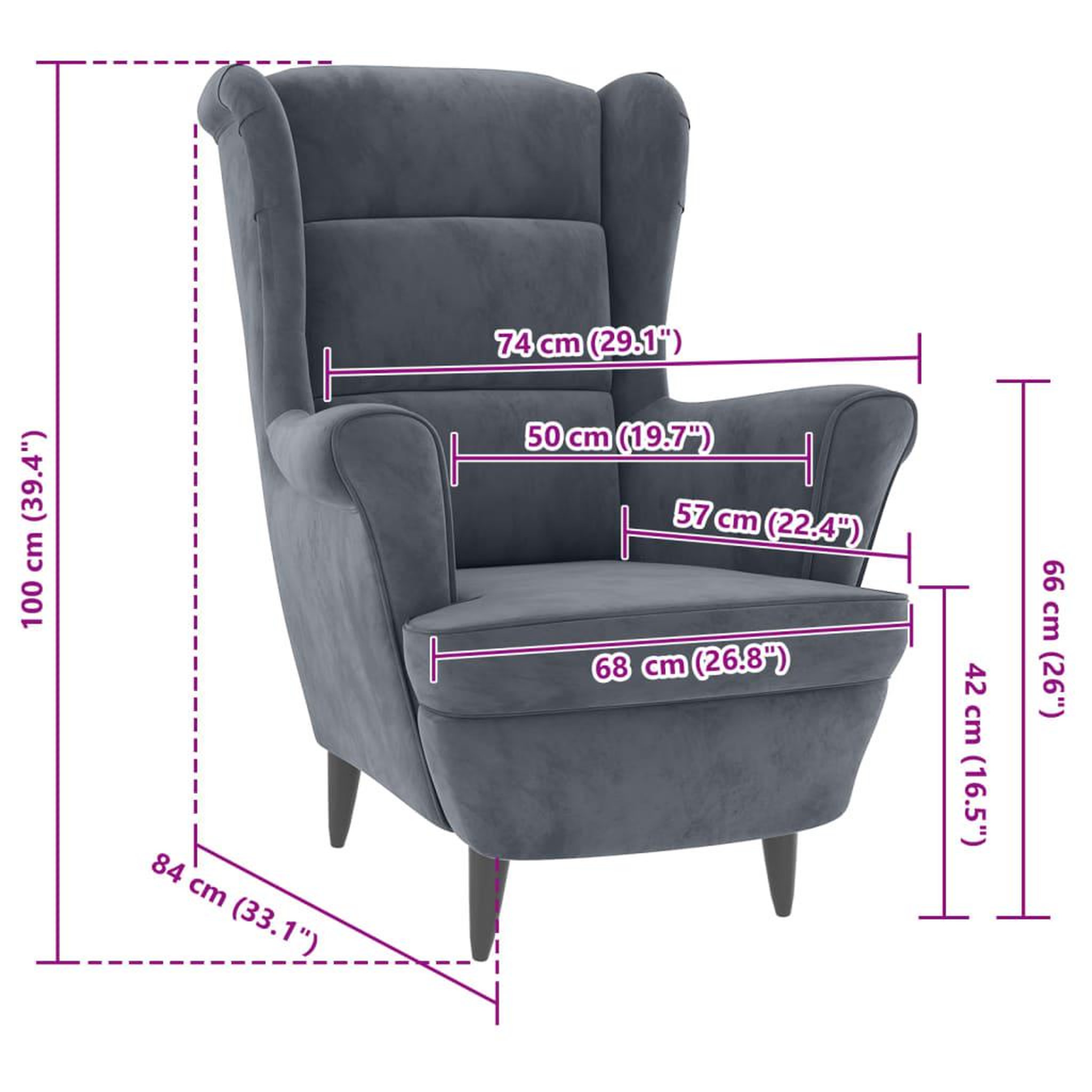 Voir la diapositive 6 : VIDAXL Fauteuil gris fonce velours