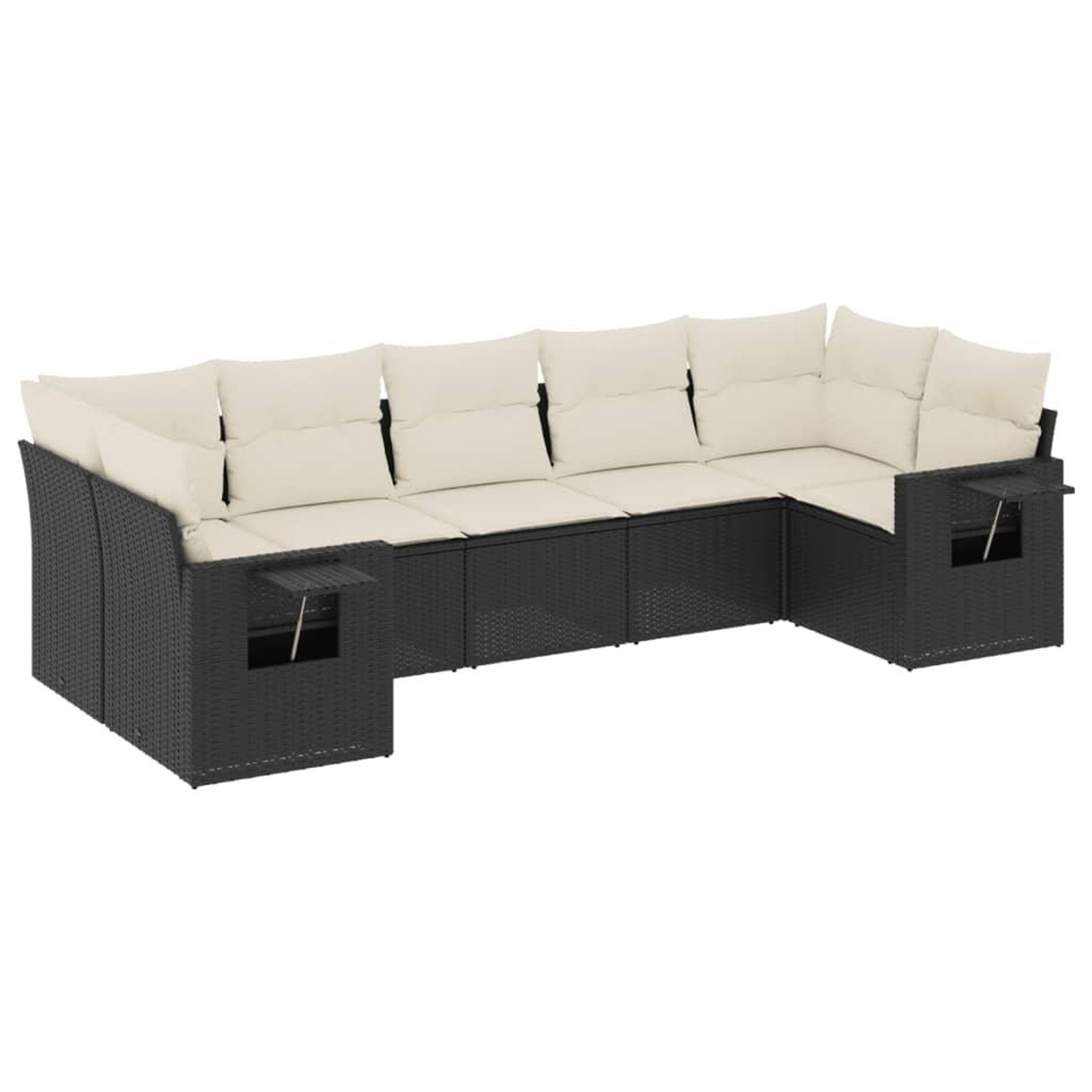 Voir la diapositive 2 : VIDAXL Salon de jardin 7 pcs avec coussins noir resine tressee