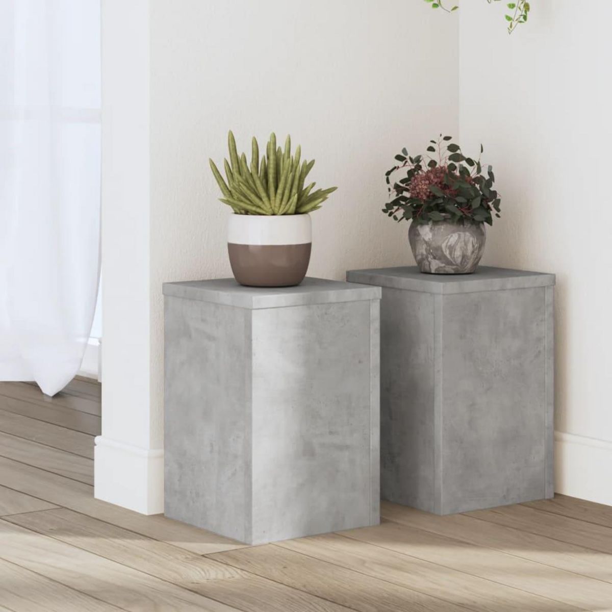 VIDAXL Supports pour plantes 2 pcs gris beton bois d'ingenierie