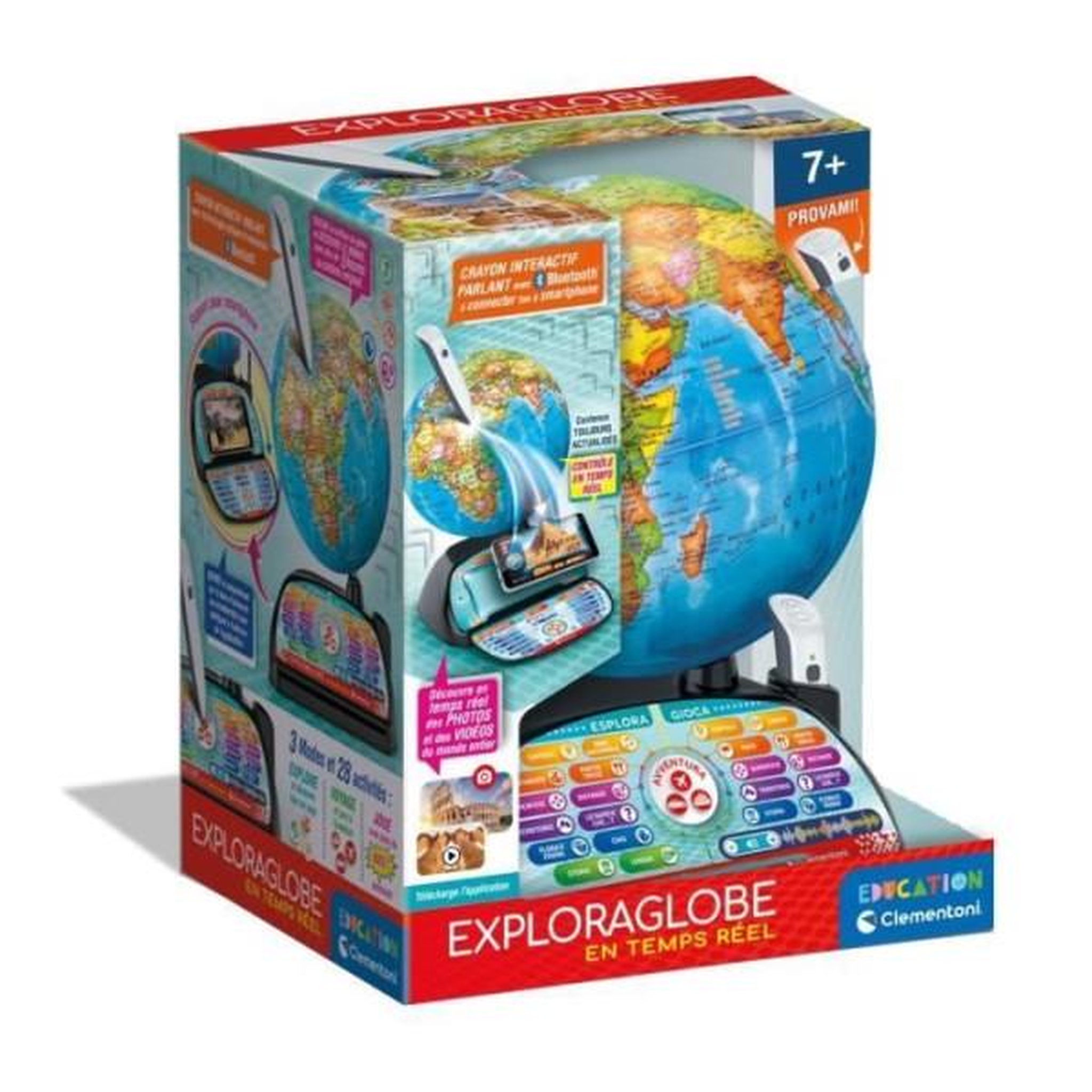 Voir la diapositive 4 : CLEMENTONI Clementoni - exploraglobe - voyage en temps réel - 3 modes de jeu et 28 activités - stylo bluetooth