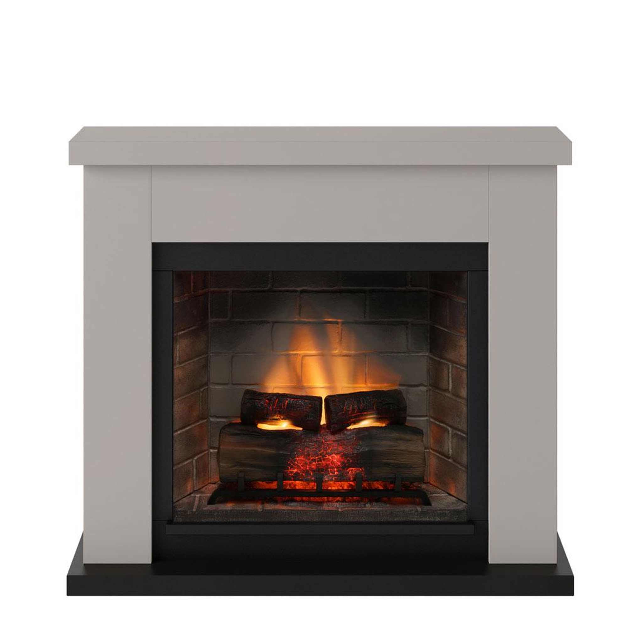 CENTRALE BRICO Cheminée électrique connectée 1400W - FRODE Powerflame 2 - effets flammes 3D, et crépitement - Beige