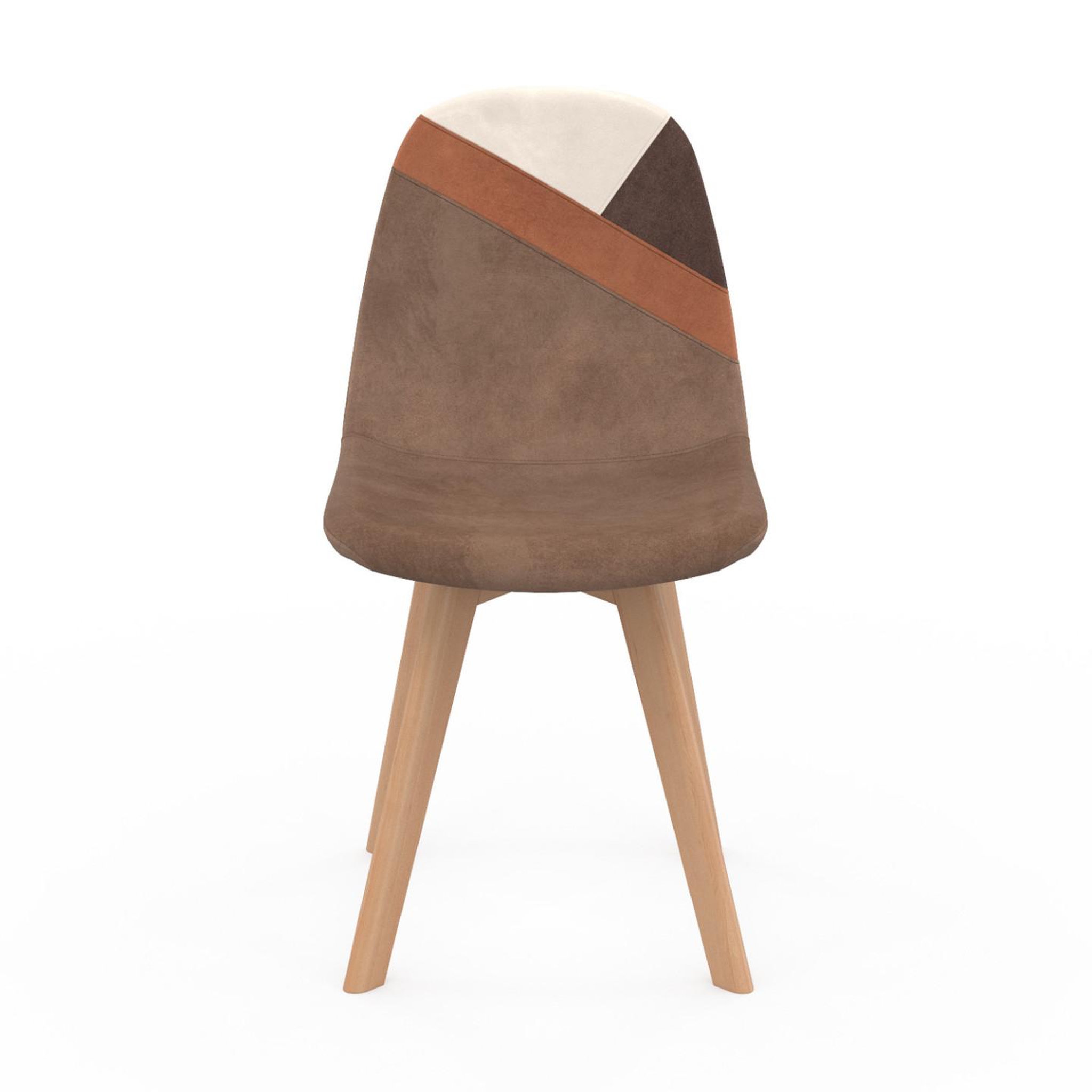 Voir la diapositive 3 : ID MARKET Lot de 6 chaises scandinaves sara beige, blanc et velours patchworks marron et beige