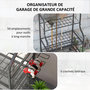 Voir la diapositive 5 : OUTSUNNY Organisateur d'outils de jardin - chariot de jardin - desserte - 5 crochets, 54 compartiments - acier noir
