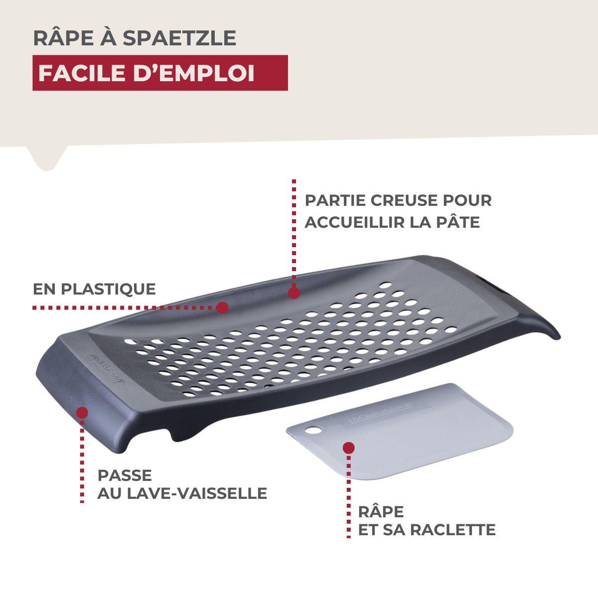 Voir la diapositive 4 : Fackelmann Râpe pour spaetzles 31 cm maison fackelmann