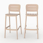 Voir la diapositive 1 : MAISON PAVANE Lot de 2 chaises de bar de jardin 75 cm en plastique beige-Lola