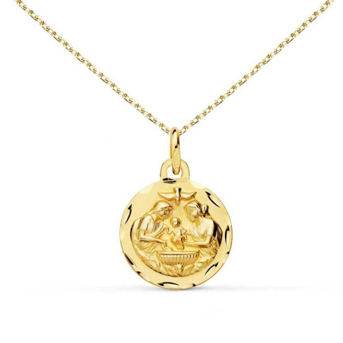 L'ATELIER D'AZUR Collier - Médaille Or 18 Carats 750/000 du Baptême Unique - Chaîne Dorée - Gravure Offerte