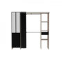 Voir la diapositive 2 : EKIPA Dressing ARTIC avec rideau - EKIPA - Décor Chene et noir - 1 colonne + 1 armoire + 2 penderies + 2 tiroirs
