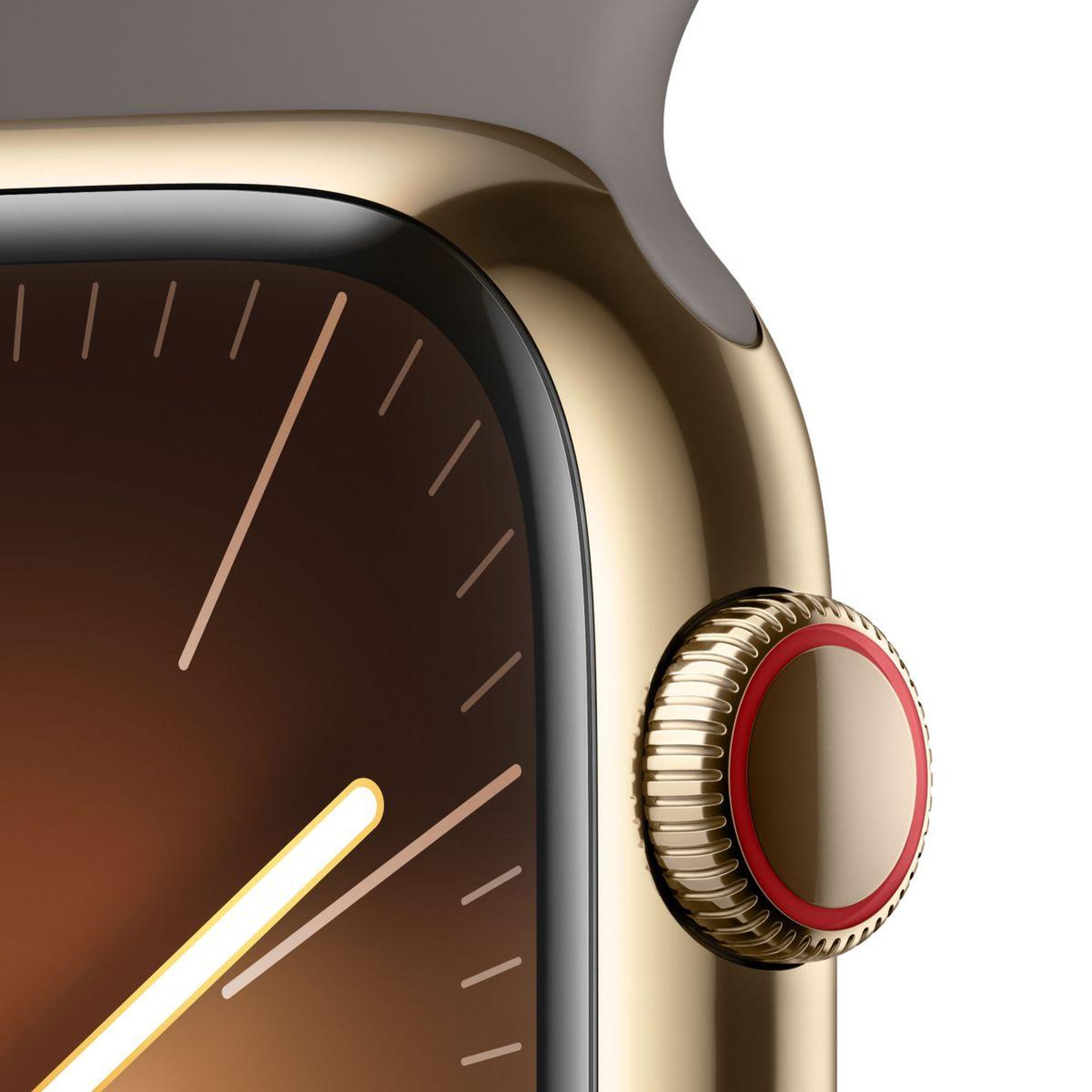 Voir la diapositive 3 : APPLE Montre connectée Serie 9 Cellular 45mm Acier/Or Argile S/M