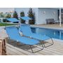 Voir la diapositive 2 : Habitat et Jardin Lot de 2 bains de soleil pliable  Lazy  - Avec pare soleil - Bleu