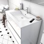  Ensemble Meuble de salle de bain blanc 80 cm sur pied 3 tiroirs + vasque ceramique blanche + miroir