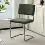 HOMIFAB Lot de 2 chaises en velours côtelé vert et métal chromé - Dulce