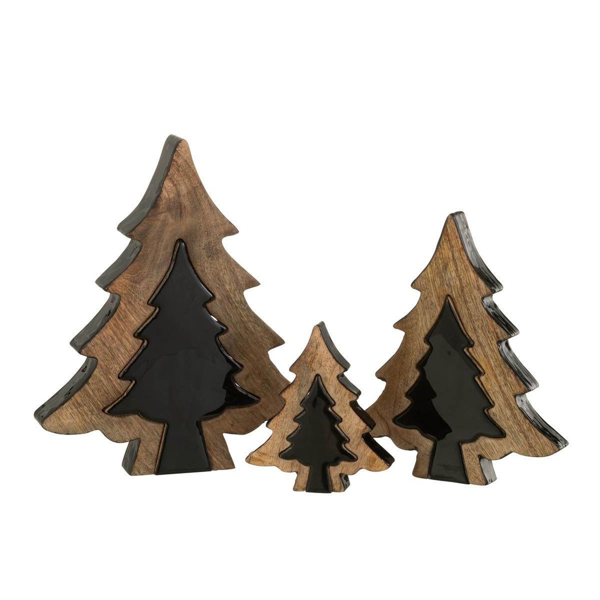 Voir la diapositive 2 : J-LINE Sapin de noël à poser  puzzle  30cm noir & naturel