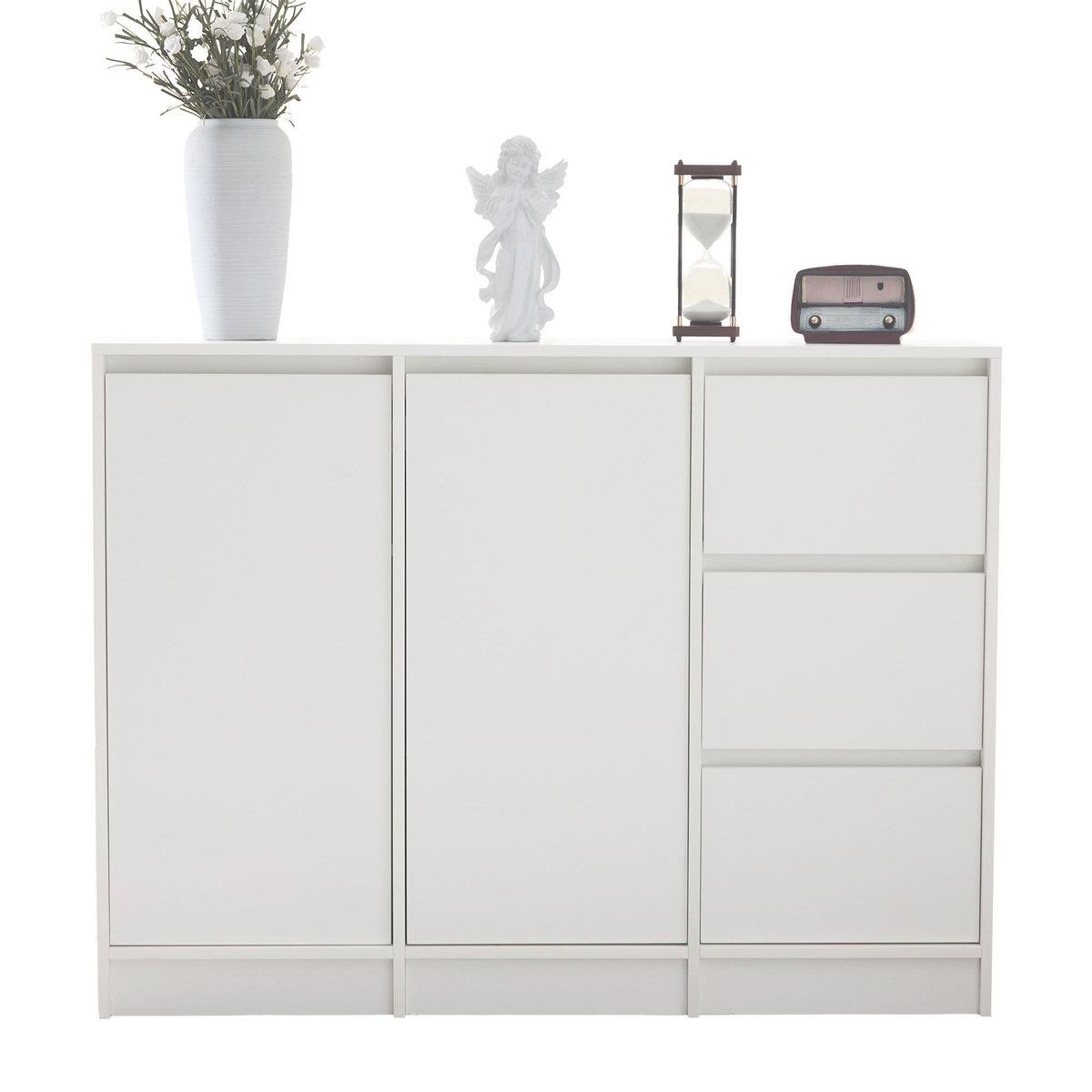 MERAX Buffet 2 porte(s) 3 tiroir(s) - 120 cm blanc panneaux de particules