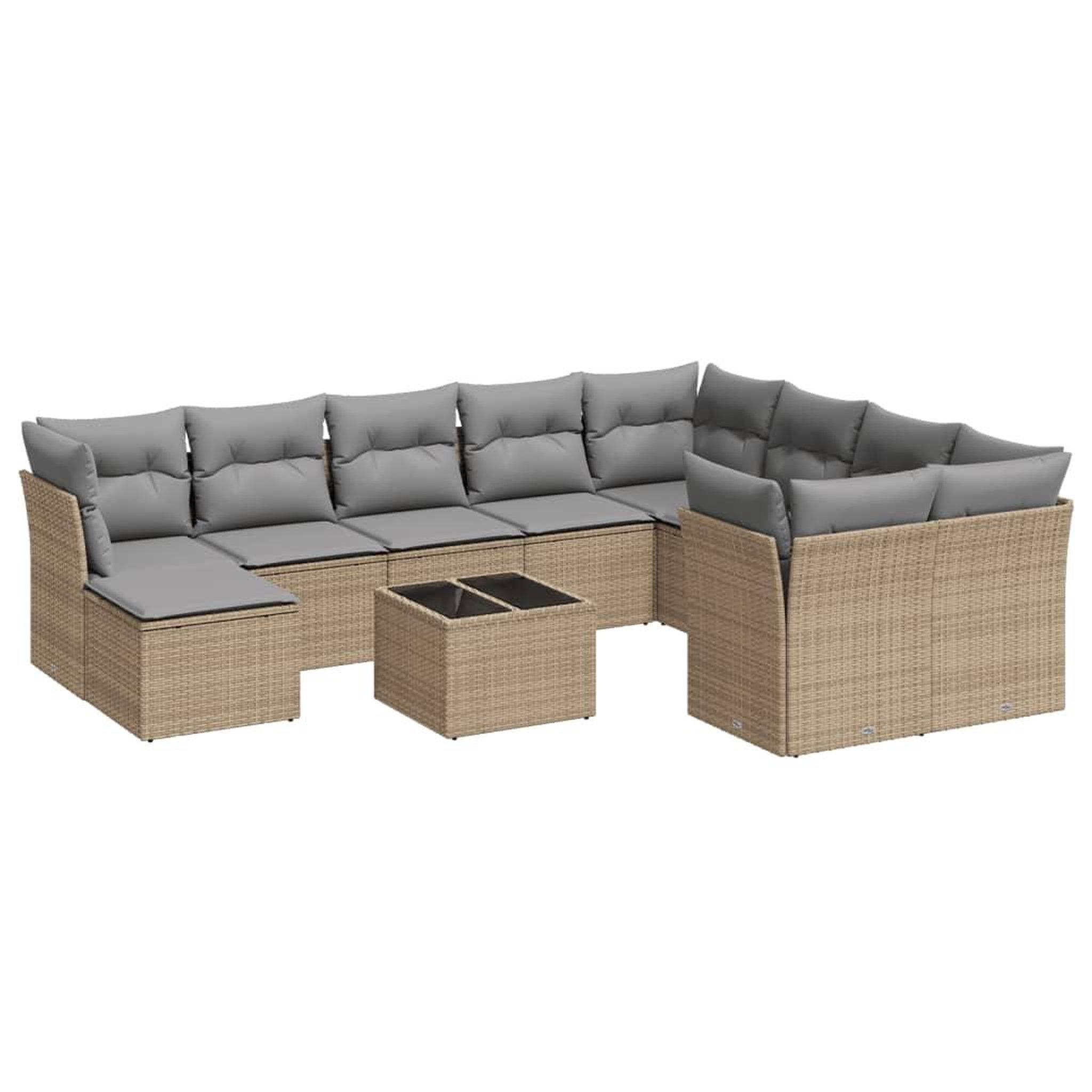 Voir la diapositive 2 : VIDAXL Salon de jardin 11 pcs avec coussins beige resine tressee