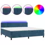 VIDAXL Sommier a lattes de lit avec matelas LED Bleu fonce 200x200 cm