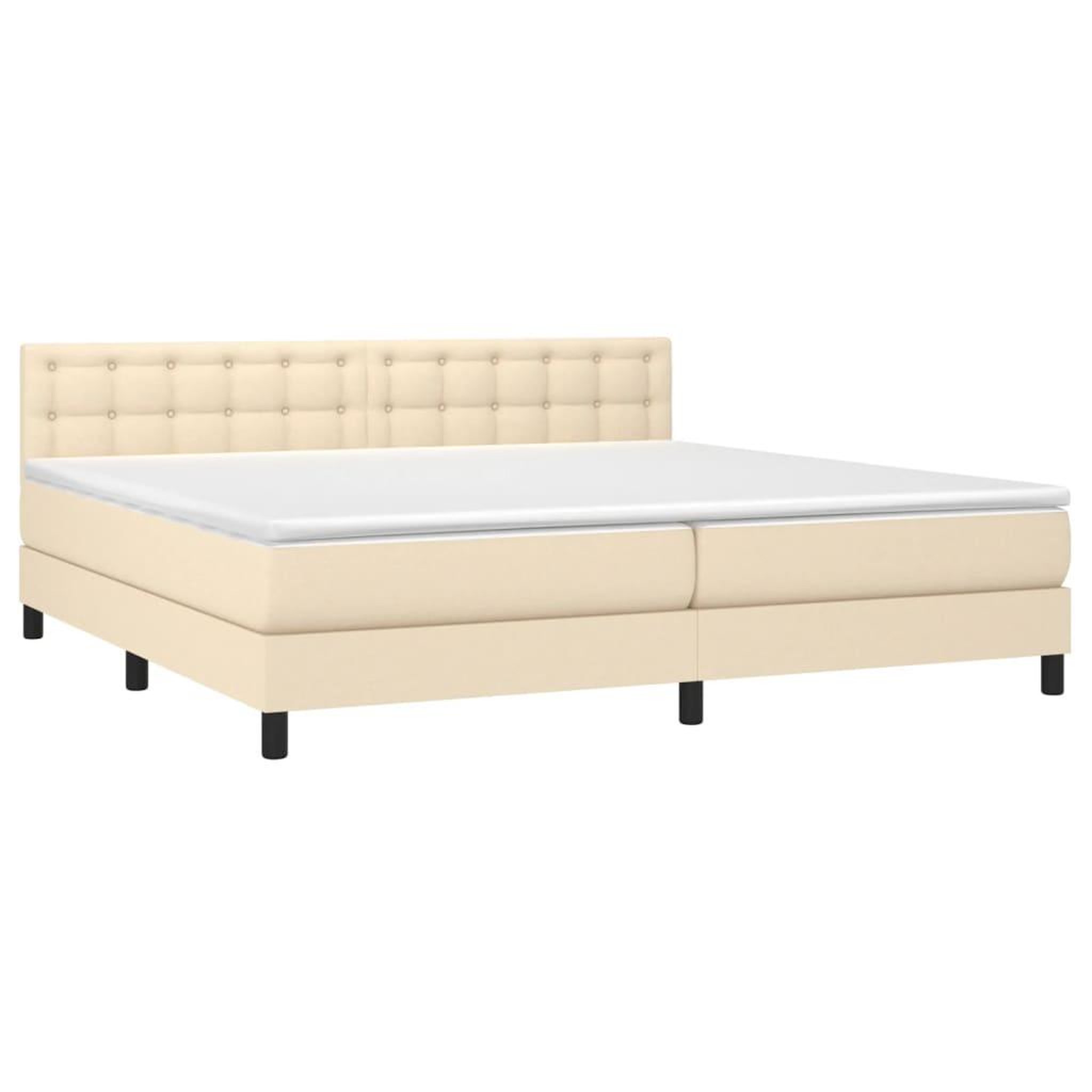 Voir la diapositive 3 : VIDAXL Sommier a lattes de lit avec matelas Creme 200x200 cm Tissu