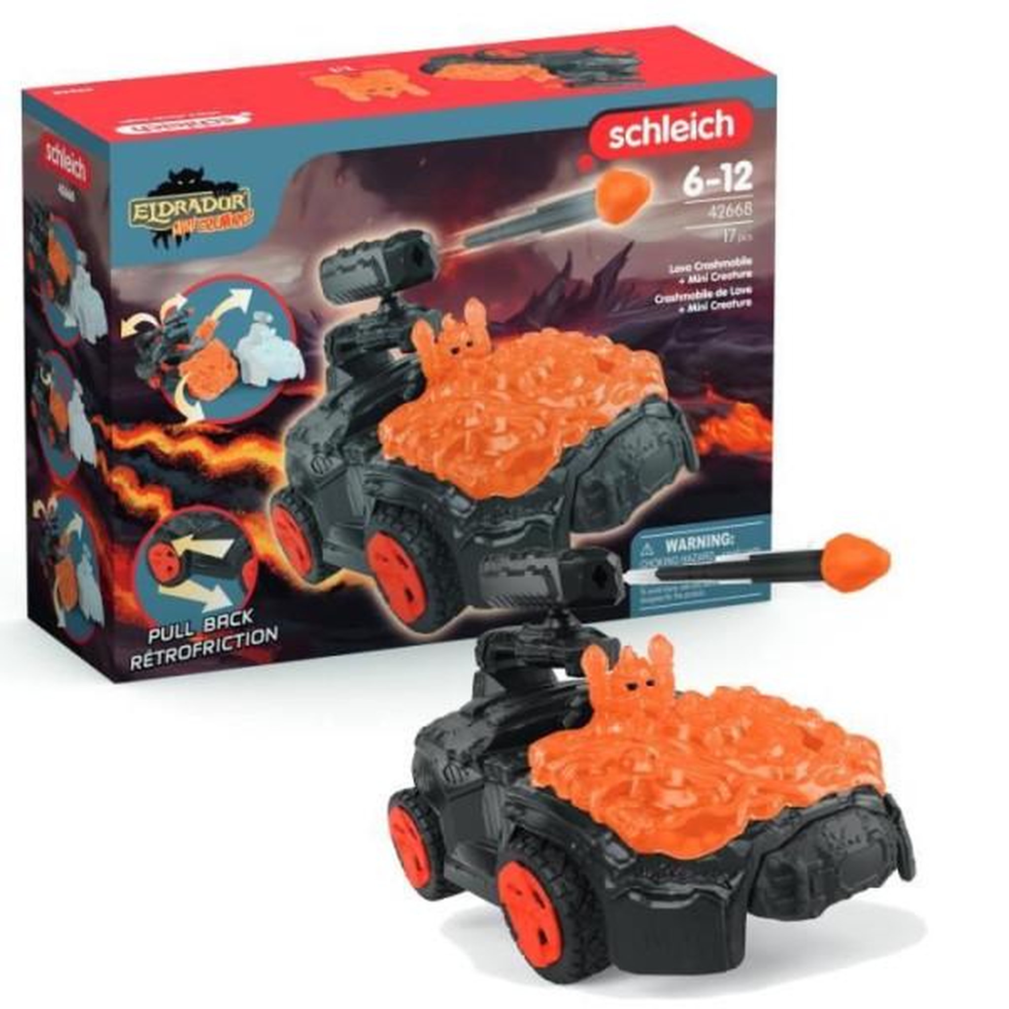 Schleich SCHLEICH - 42668  ELDRADOR CREATURES Crashmobile de Lave avec Mini Creature - Coffret voiture avec figurine fantastique