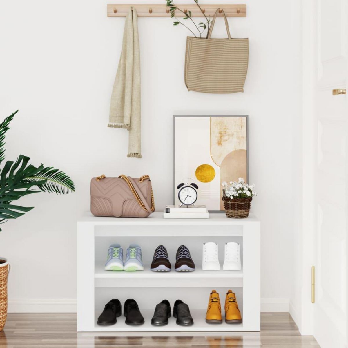 VIDAXL Etagere a chaussures Blanc 75x35x45 cm Bois d'ingenierie