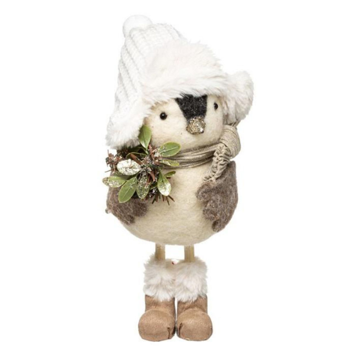 FEERIC LIGHT & CHRISTMAS Pingouin avec Bonnet  Cocon  28cm Beige
