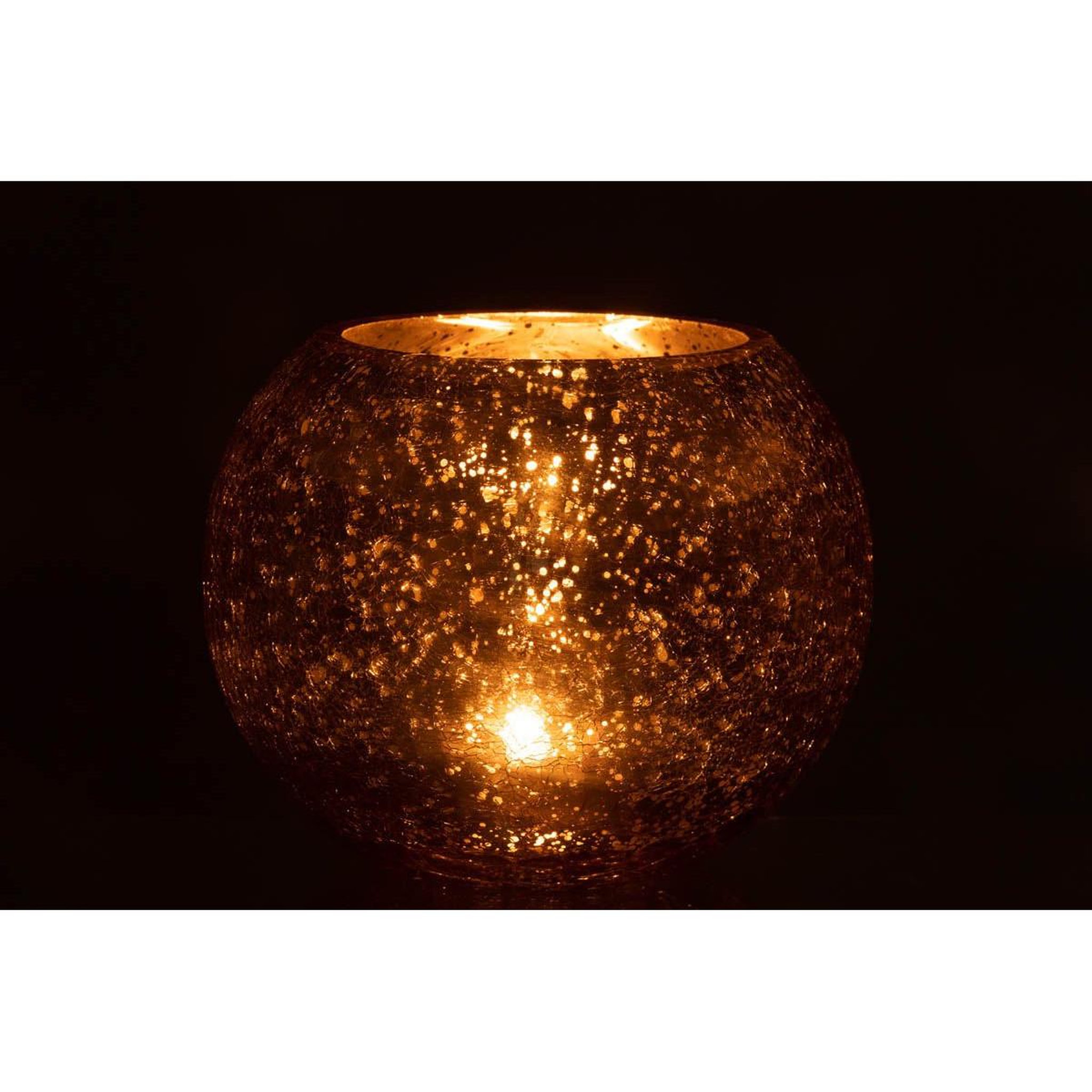 Voir la diapositive 3 : J-LINE Photophore boule en verre  nacré  20cm or