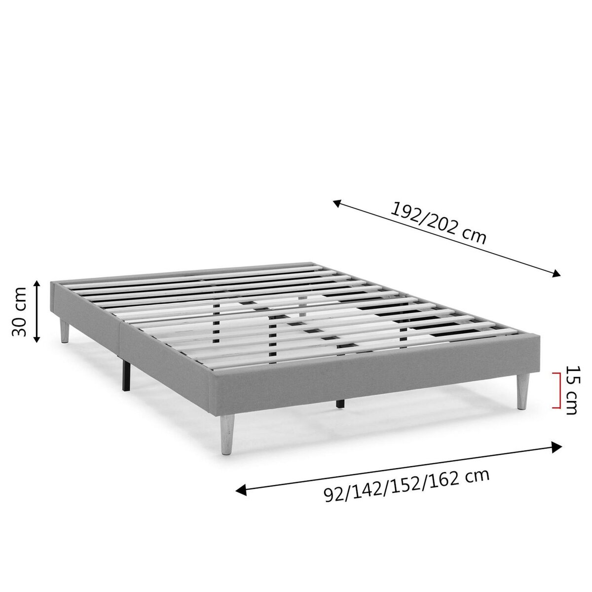 VS VENTA-STOCK Sommier tapissier Aura 140x200 cm  Beige, Hauteur 30 cm