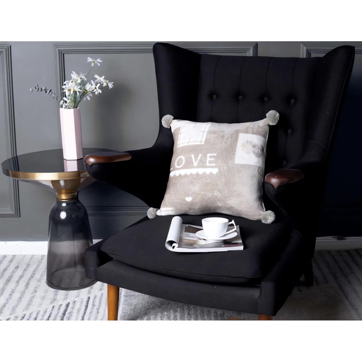 SOLEIL D'OCRE Coussin imprimé en polaire microfibre 45x45 cm LOVE, par Soleil d'Ocre