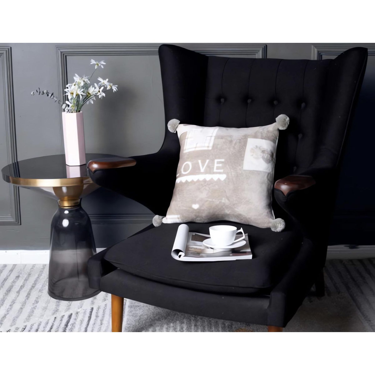 SOLEIL D'OCRE Coussin imprimé en polaire microfibre 45x45 cm LOVE, par Soleil d'Ocre