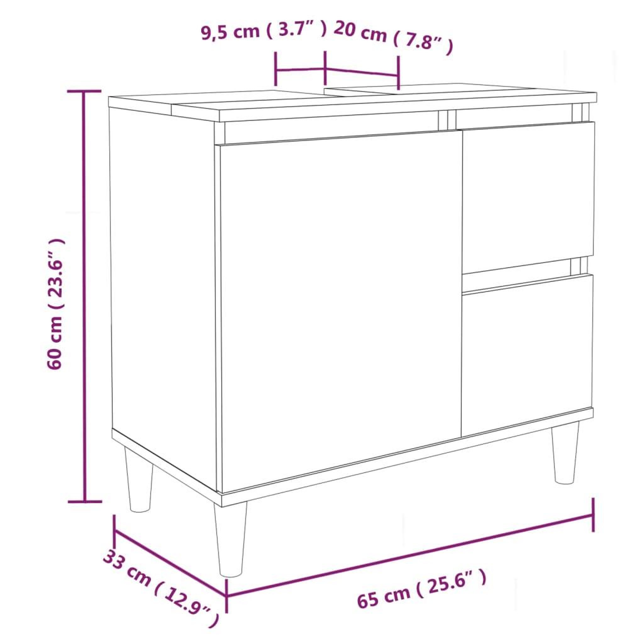 Voir la diapositive 6 : VIDAXL Armoire de salle de bain blanc 65x33x60 cm bois d'ingenierie