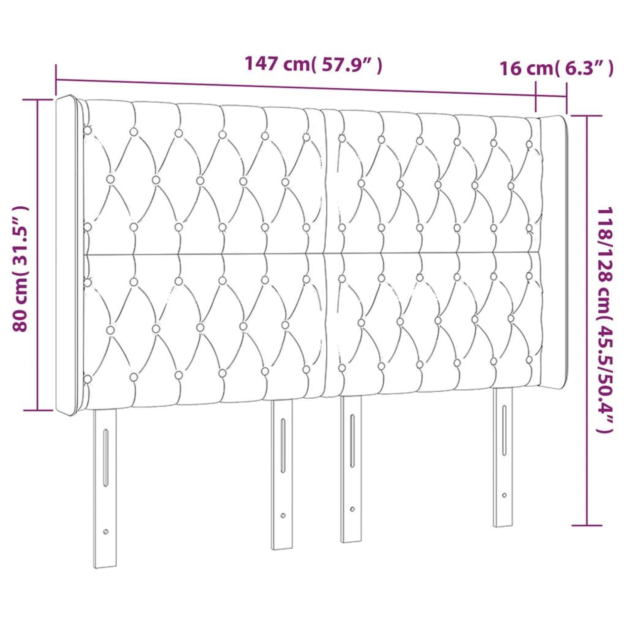 Voir la diapositive 6 : VIDAXL Tete de lit a LED Creme 147x16x118/128 cm Tissu