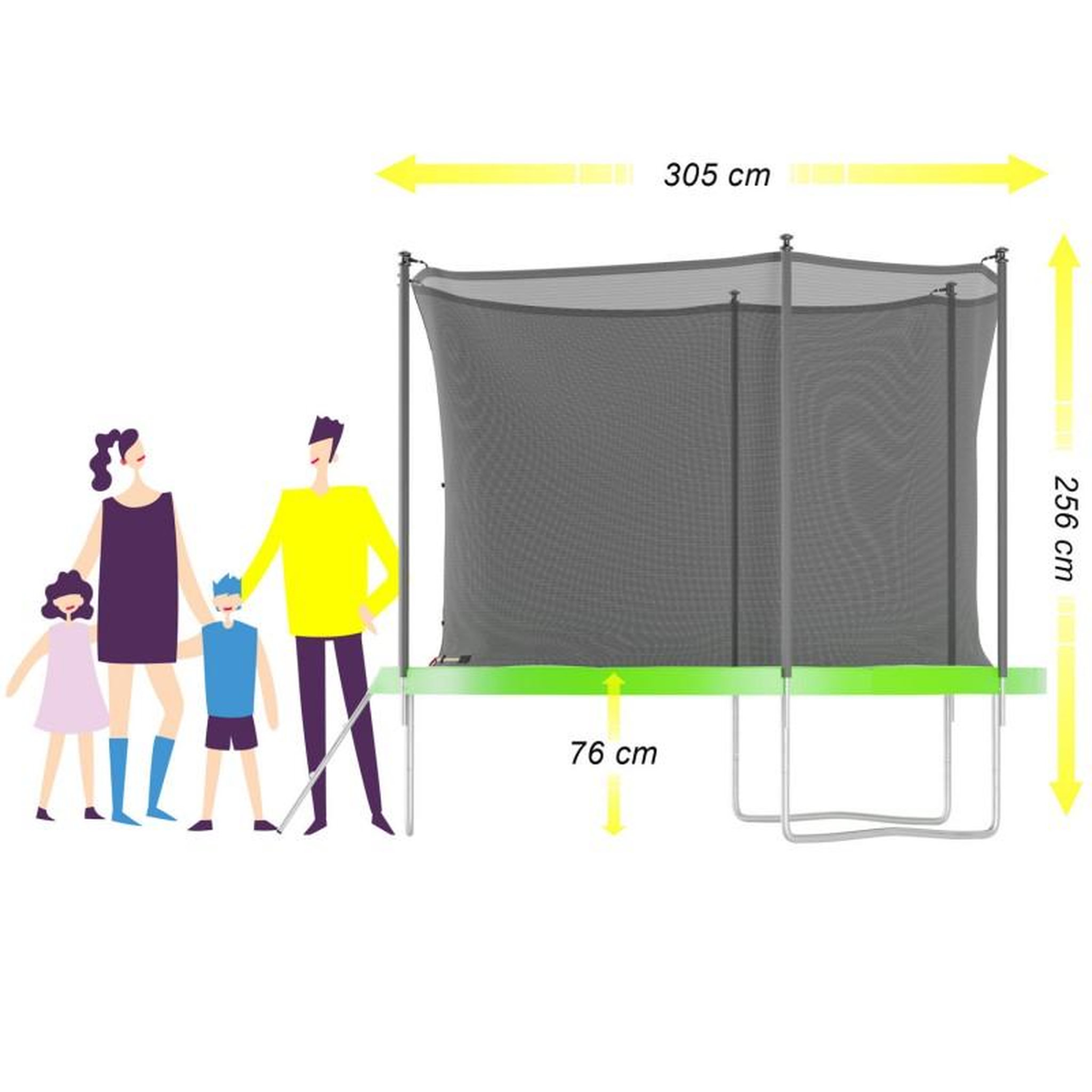 Voir la diapositive 2 : JUMP4FUN Trampoline de jardin ø 305 cm- 10FT- Filet intérieur, Matelas de protection et Echelle