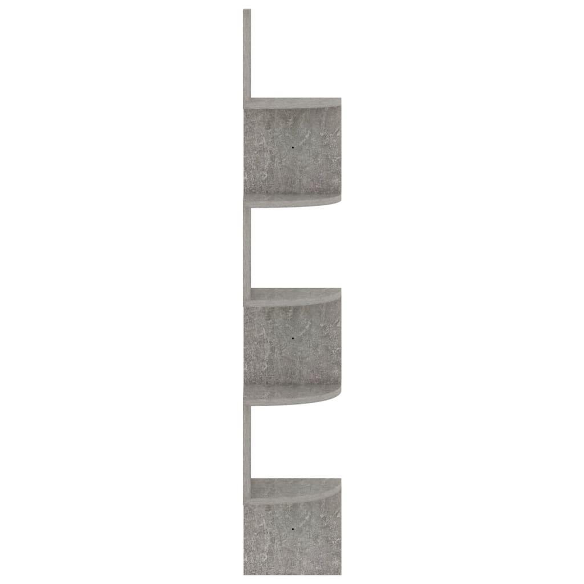 Voir la diapositive 4 : VIDAXL Etagere d'angle murale gris beton 19x19x123cm bois d'ingenierie