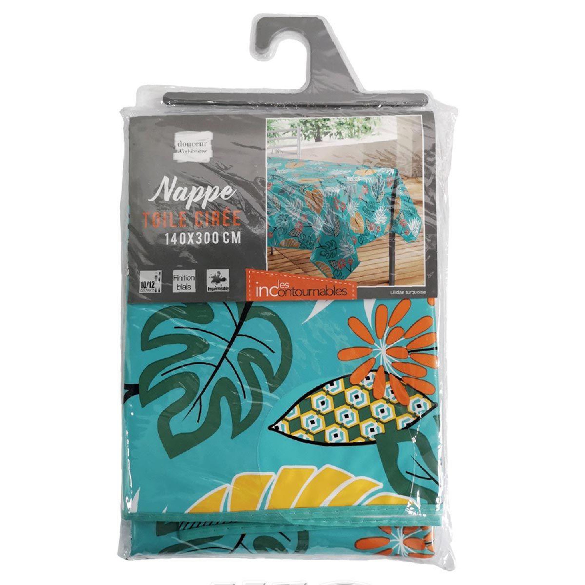 Voir la diapositive 3 : Douceur d'Intérieur Nappe toile cirée  lilidae  140x300cm turquoise