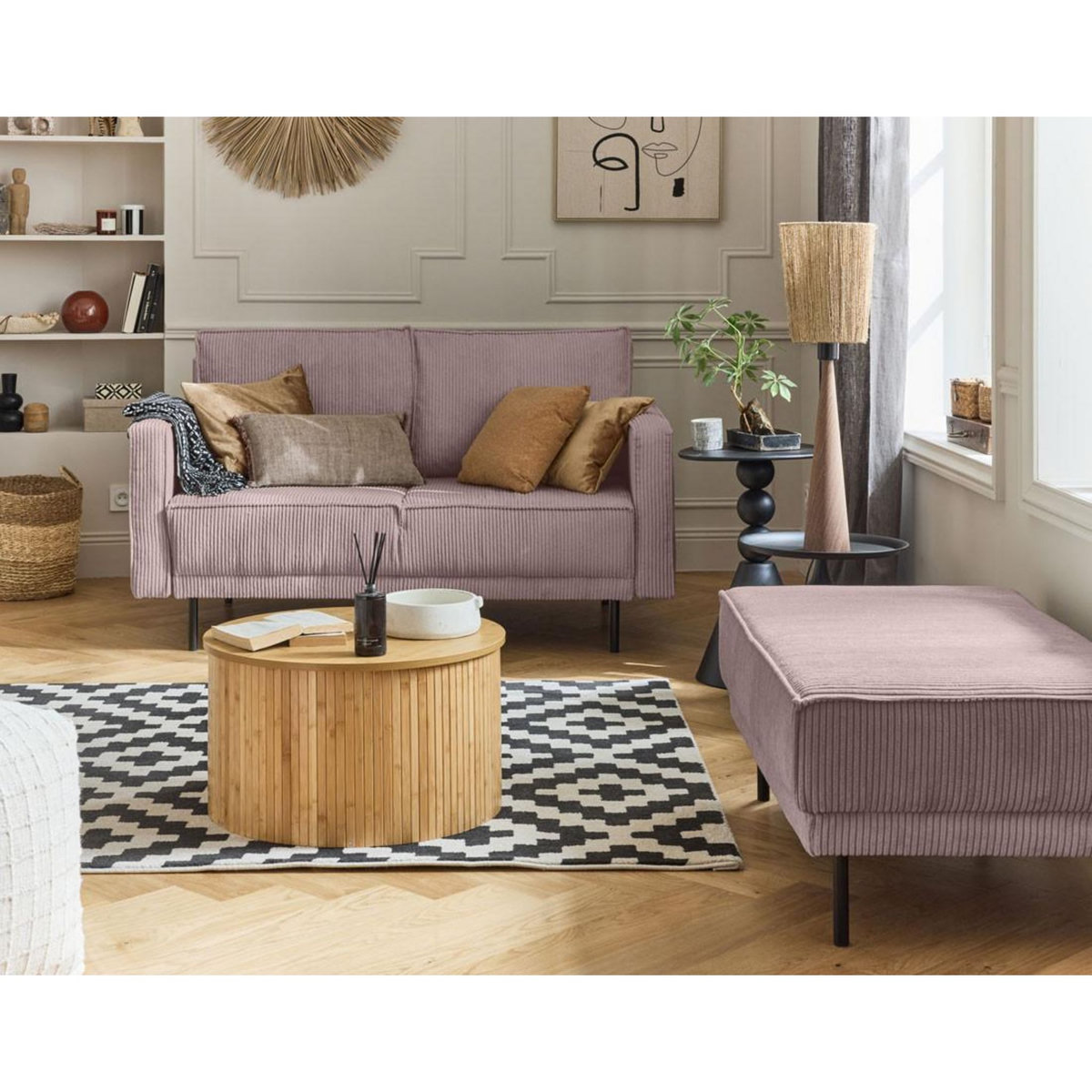 LISA DESIGN Charlie - canapé droit 2 places - en velours côtelé